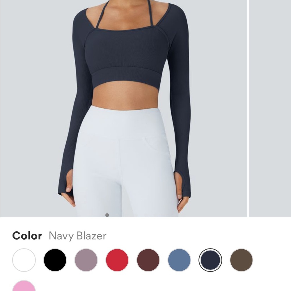 HALARA Navy Long Sleeve Crop Top